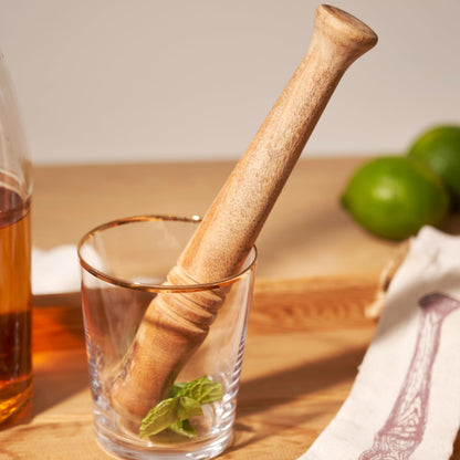 Twine Acacia Wood Mojito Muddler for Cocktails with Jute Storage Pouch, Bar Accessories, Cocktail Muddler, Drink Muddler, Set of 1, Wood Grain