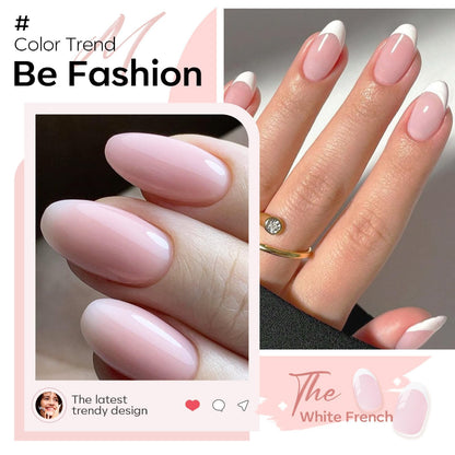 modelones Gel Nail Polish Set 2 Pcs 15ml French Manicure Kit White Nude Pink Jelly Sheer Gel Polish Soak Off UV LED Classic French Tip Gel Polish Natural Nail Art DIY Gift for Women