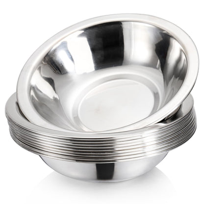 Okllen 10 Pack Small Stainless Steel Bowls, 6 1/2 Inch Wide Kitchen Metal Bowl with Flat Base, 3/4 Quart Prep Bowls for Meal Prep, Cooking, Serving, Baking