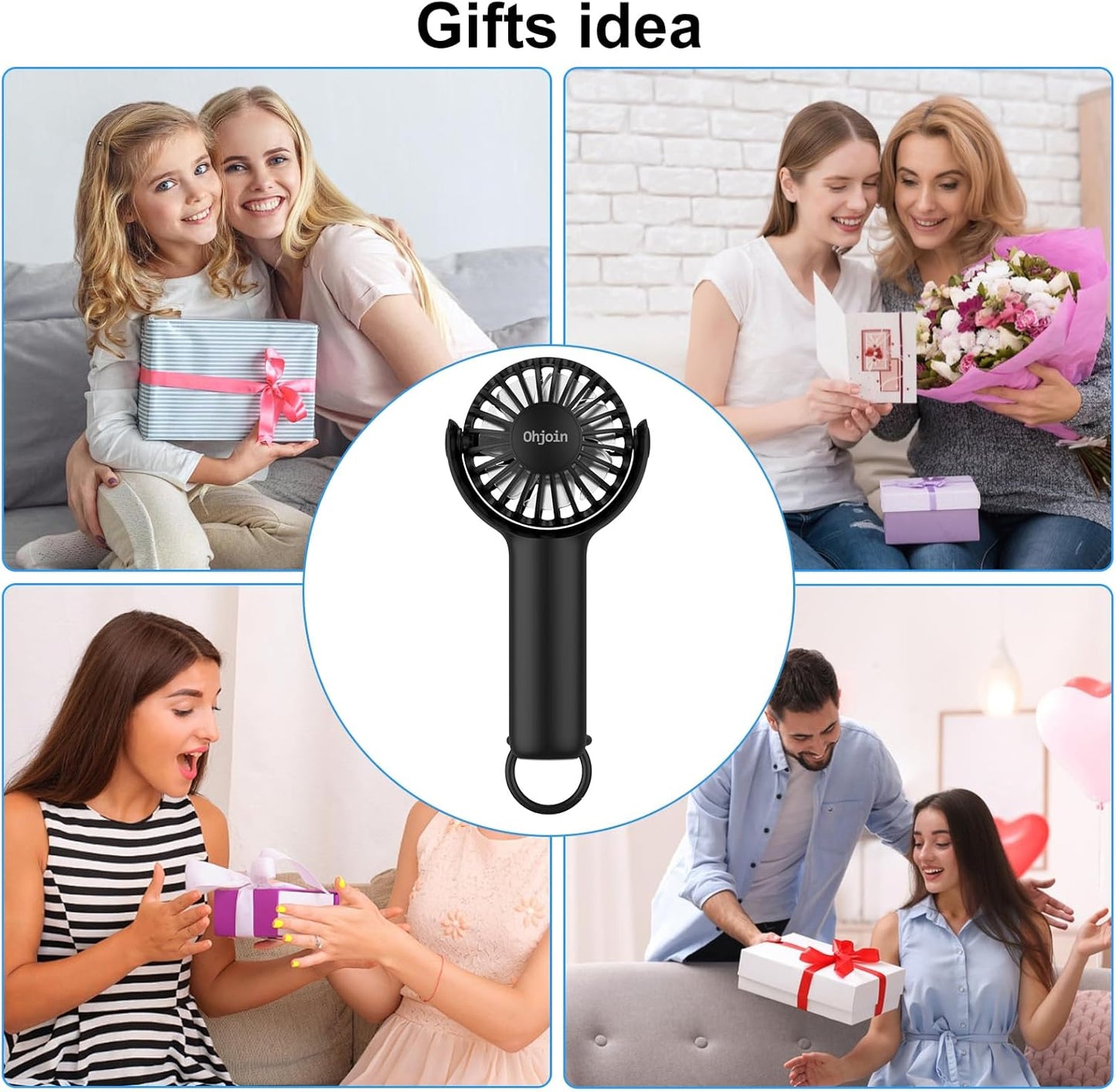 2 IN 1 Mini Portable Handheld Fan with Keychain Stand, Personal Powerful Cooling Fan, USB Rechargeable, Black