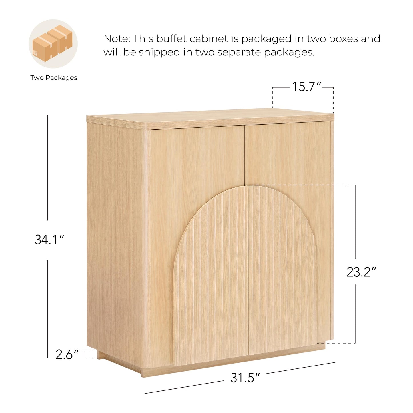 CHITA Sideboard Buffet Cabinet with Storage, Small Storage Cabinet with Doors and Shelves for Living Room Accent, Bar, Kitchen, Set of 2, Oak