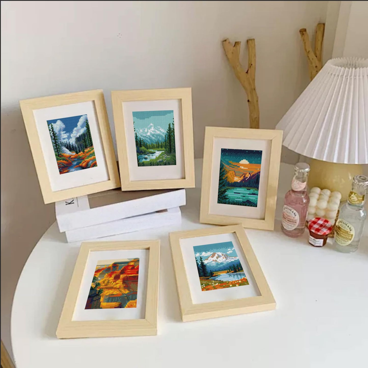 Aestalrcus 12 Pcs Small Diamond Art Kits, National Park Landscape Diamond Art Kits for Adults, DIY Square Diamond Painting 3-Hour Gem Painting for Gift Home Desktop Decor 6.7x8.3 Inch(Without Frame)