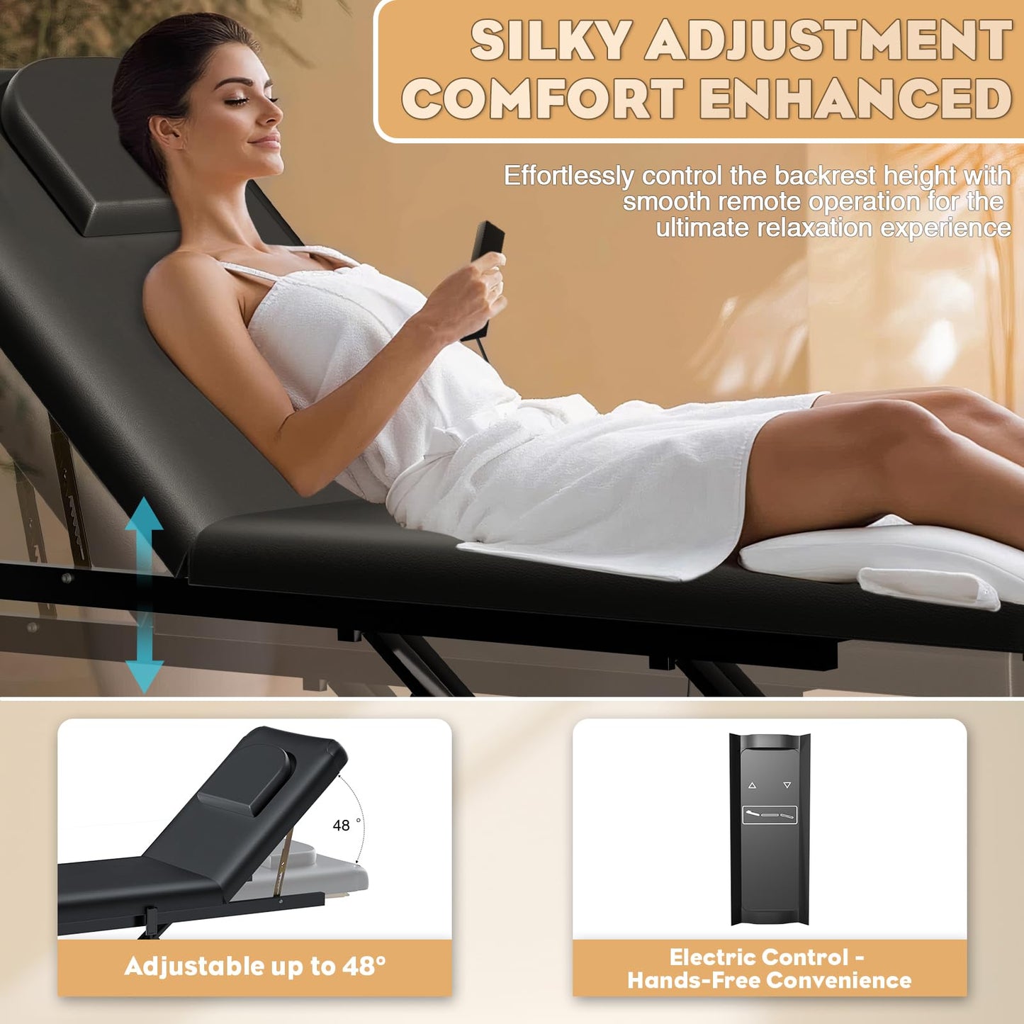 kaiwrxin Fully Electric Massage Table with Lift, 1500lbs Capacity - Professional Adjustable Facial Bed for Estheticians, Spa & Waxing, Heavy-Duty 1500lbs Capacity 2r1