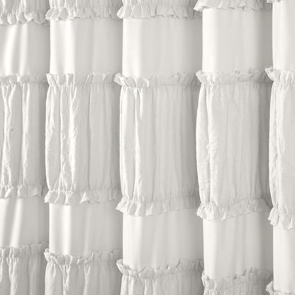 Lush Decor White Nova Ruffle Shower Curtain - 72" x 72"