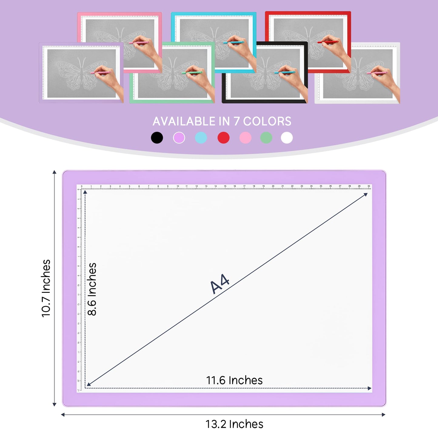 iVyne Corded Light Pad for Weeding Vinyl - A4 Light Box for Drawing - Light Board for Tracing - Light Box for Diamond Painting, Weeding Vinyl, Sketching, Tracing (Purple)