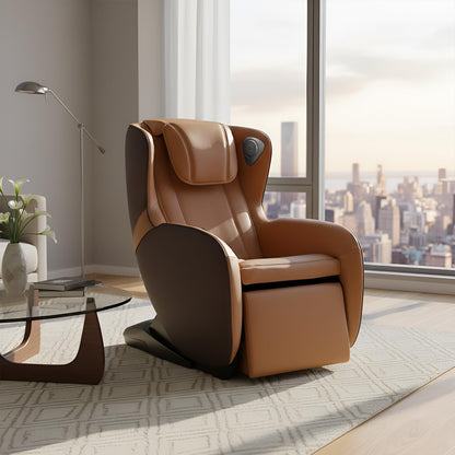 BestMassage Full Body Massage Chair,Speed Adjustment Zero Gravity Massage Ergonomic Armrest Chair with LED Ambient Lighting, Manual Control Panel Bluetooth Music and Movable Casters(Brown)