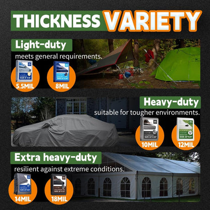 RAINDEWAY 20x40 Feet Super Heavy Duty 18 Mil Brown Poly Tarp Cover, UV Resistant, Weatherproof, Multipurpose Waterproof Poly Tarp with Grommets and Reinforced Edges