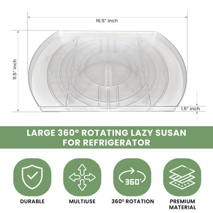 NOSTA Home Rotating Lazy Susan for Refrigerator - Square Lazy Susan - Refrigerator Lazy Susan Organizer - Rotating Fridge Organizer - Large (16.5x11)