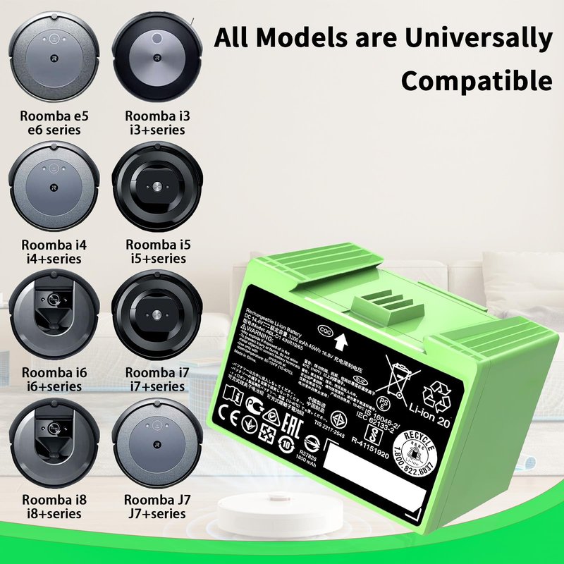 High Capacity for Roomba i7 Battery Compatible with iRobot Roomba i and e j Series, for J7 i7 i7+ i8 i8+ i6 i5 i4 i4+ i3 i3+ i7158 J7 7150 7550 and e5 e6 e5150 e5152 e6198 5511 ABL-D1 ABL-D2 14.4V