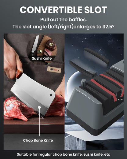 Upgrade 5 in 1 Electric Knife Sharpener with LCD Screen, 3 Rotational Speed Adjustable, 100% Diamond Abrasives, knife sharpener for Straight, Serrated, Meat Cleaver, Ceramic Knives Electric Knife