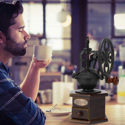 IMAVO Manual Coffee Grinder, Wooden Coffee Bean Grinder with Cast Iron Hand Crank, Antique Design, Perfect for Home,Rustic,Coffee Shop Decoration,Gift
