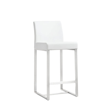 Tov Furniture Denmark White Performance Vegan Leather and Stainless Steel Counter Stool - Set of 2