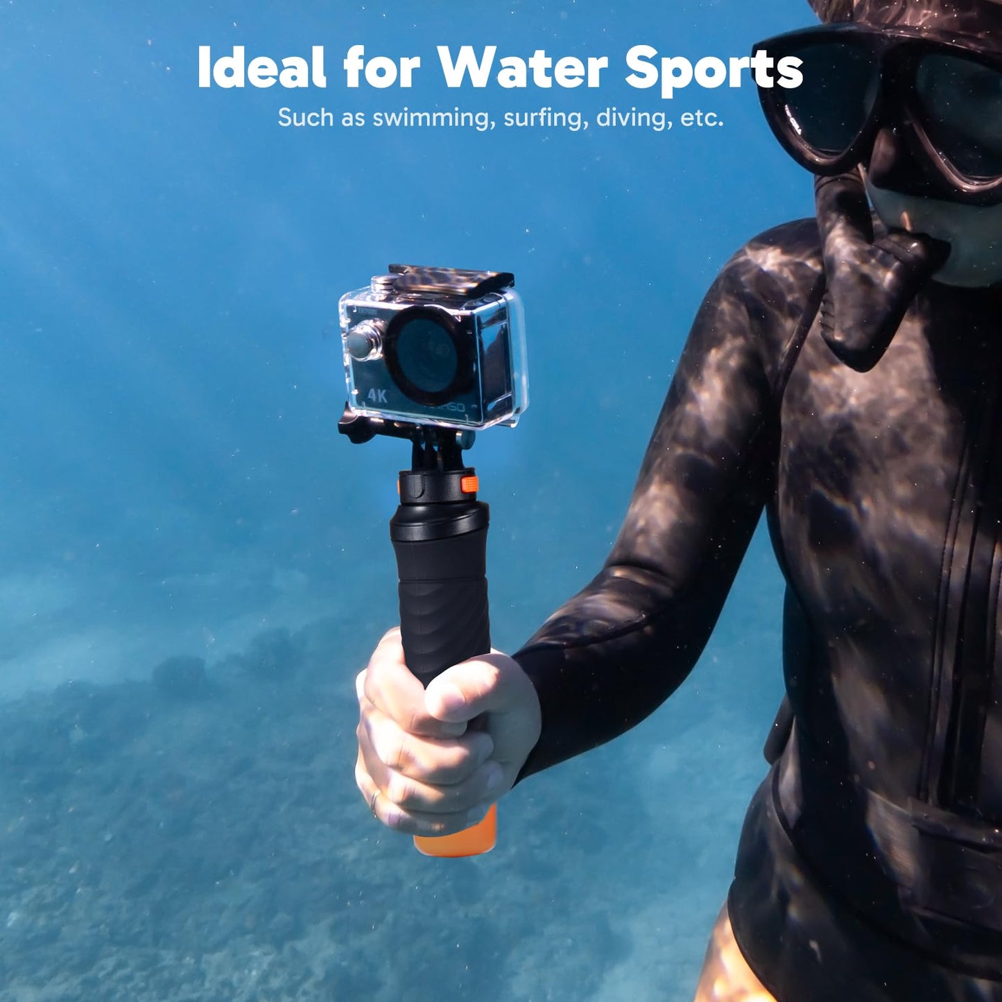 AKASO EK7000 4K30fps 20MP Action Camera EIS Ultra HD 131FT Waterproof Underwater Camera with Waterproof Floating Hand Grip Bundle and Carrying Case Helmet Accessories Kit Bundle