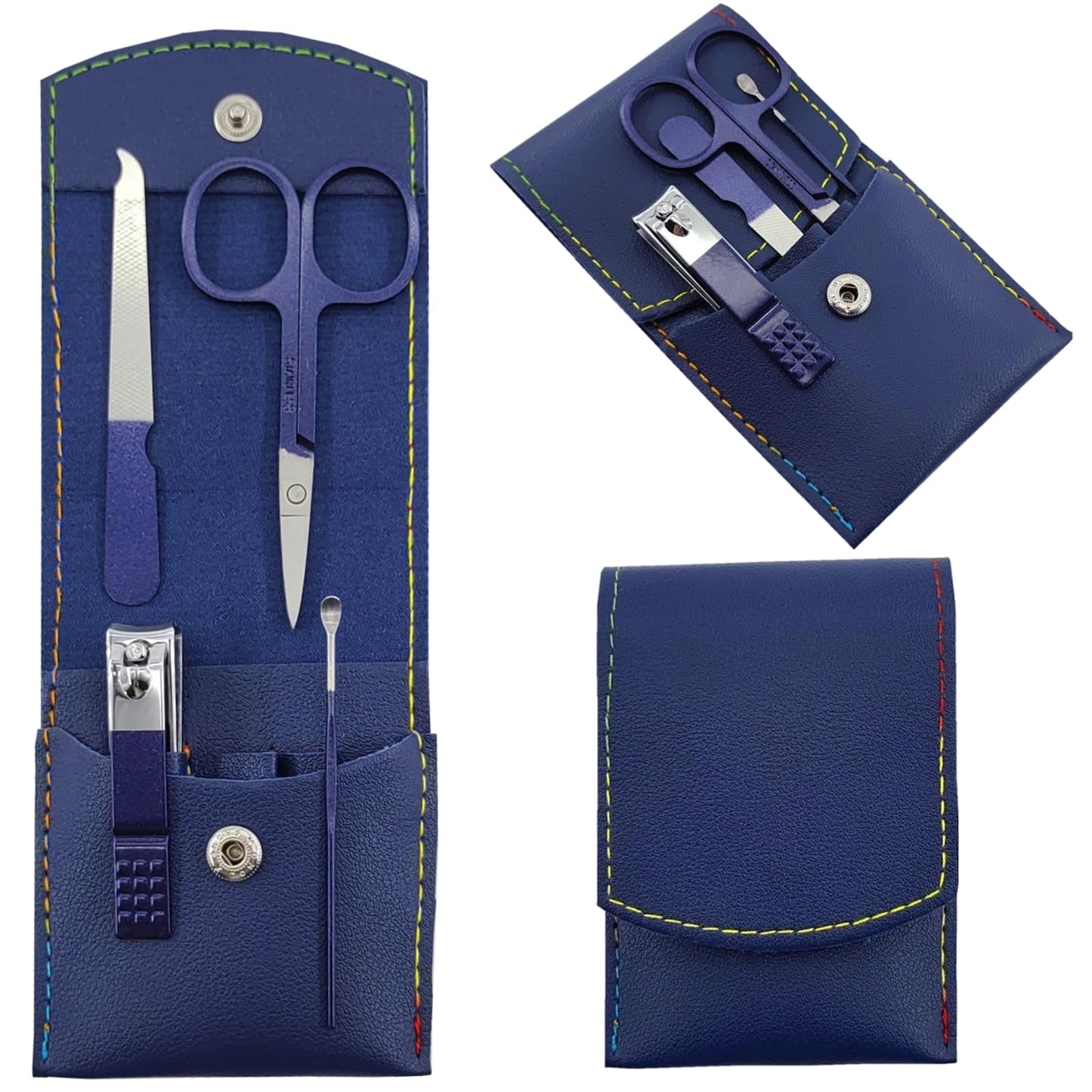 Manicure Set, Professional Women Nail Clippers Kit 4PCS， Stainless Steel Nail Cutter Care Tools Professional Grooming Kits, PU Leather Travel Case （rose gold）