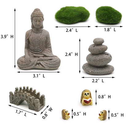 Meditation Zen Garden Accessories - Miniature Buddha Fairy Garden Kit Micro landscape Terrarium Kit DIY Japanese Mini Zen Garden Decor Chinese Potted Plant Culture Bonsai Decoration Bridge Pagoda