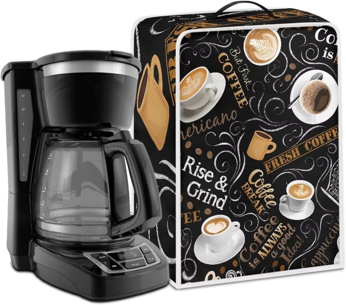 Coffee Cup Coffee Machine Covers with Top Handle, Dust Stain Resistant Blender Mixer Protector, Soft Covers for Small
