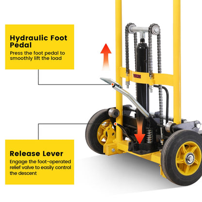 Doppy Hydraulic Material Lift, 450 Lbs Capacity Pallet Jack Table Cart, Pallet Truck Dolly Table Fork Lift, 35" Lift Height