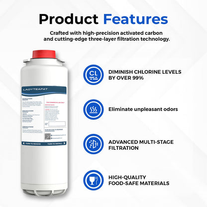 LADYTEAPOT Water Filter Replacement, Compatible with Elkay 51300C ezH20, EWF3000 and Halsey Taylor Bottle Filling Stations (No Chip - 2 Pack)
