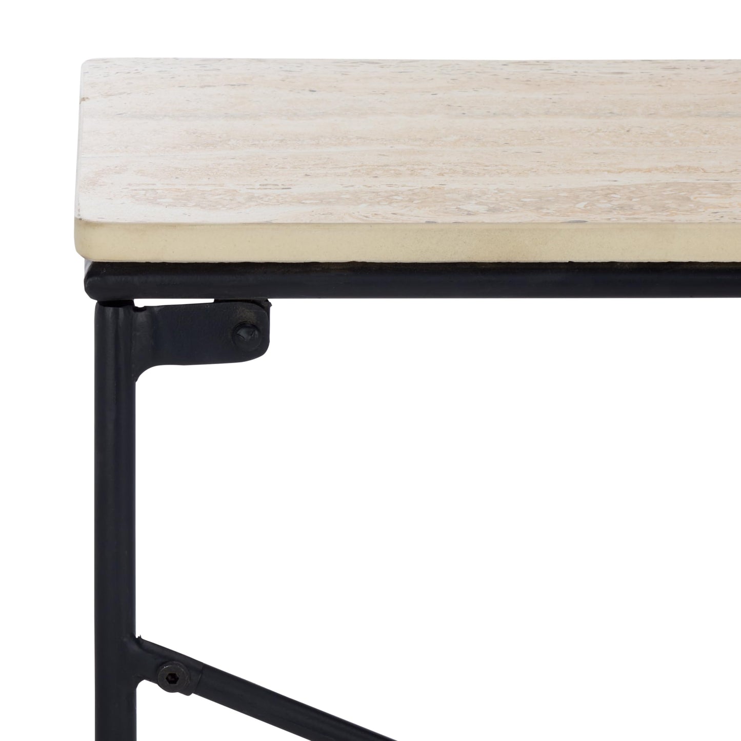 SAFAVIEH Home Collection - Lenin Console Table, Beige Ceramic Top with Black Metal Frame (CNS3706A)