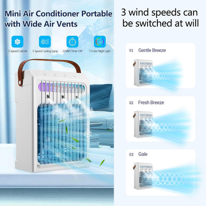 gootu Conditioners,1000ML Conditioner,3 Cooler,2/4/6H OFF,7Color Portable Air Portable AC Unit,Personal Small Air Speed