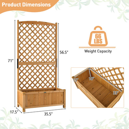 Giantex Raised Garden Bed with Trellis 2 Pack, 72'' Wooden Planter Box Outdoor w/Privacy Screen Roof, Large Vertical Garden Planter w/Drainage Holes for Climbing Plants, Patio Balcony Backyard
