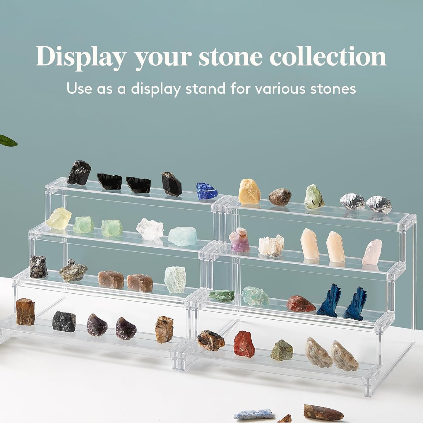 Lifewit 4 Tier Clear Display Risers Stand, Plastic Organizers for Figures, Cupcake, Perfume, 12inch, 2pack