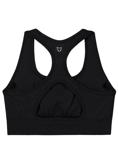 TomTiger Sports Bras for Women High Impact Racerback Removable Padded Seamless Yoga Workout Activewear Bra (Black,M)