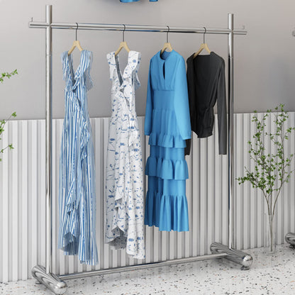 Garment Rack Commercial-Grade Metal Clothes Rail Silver Stainless Steel Clothing Rack for Hanging Clothes Large Capacity Single Rail Coat Rack for Bedroom and Living (120x40x170CM)