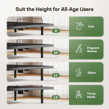 Marsail Full Adjustable Bed Base Frame, 4 Ports USB A&C Adjustable Bed Base with Under-Bed Nightlight, 3 Minutes Fast Assembly, Wireless Remote Control Adjustable Bed with 4 Height Options