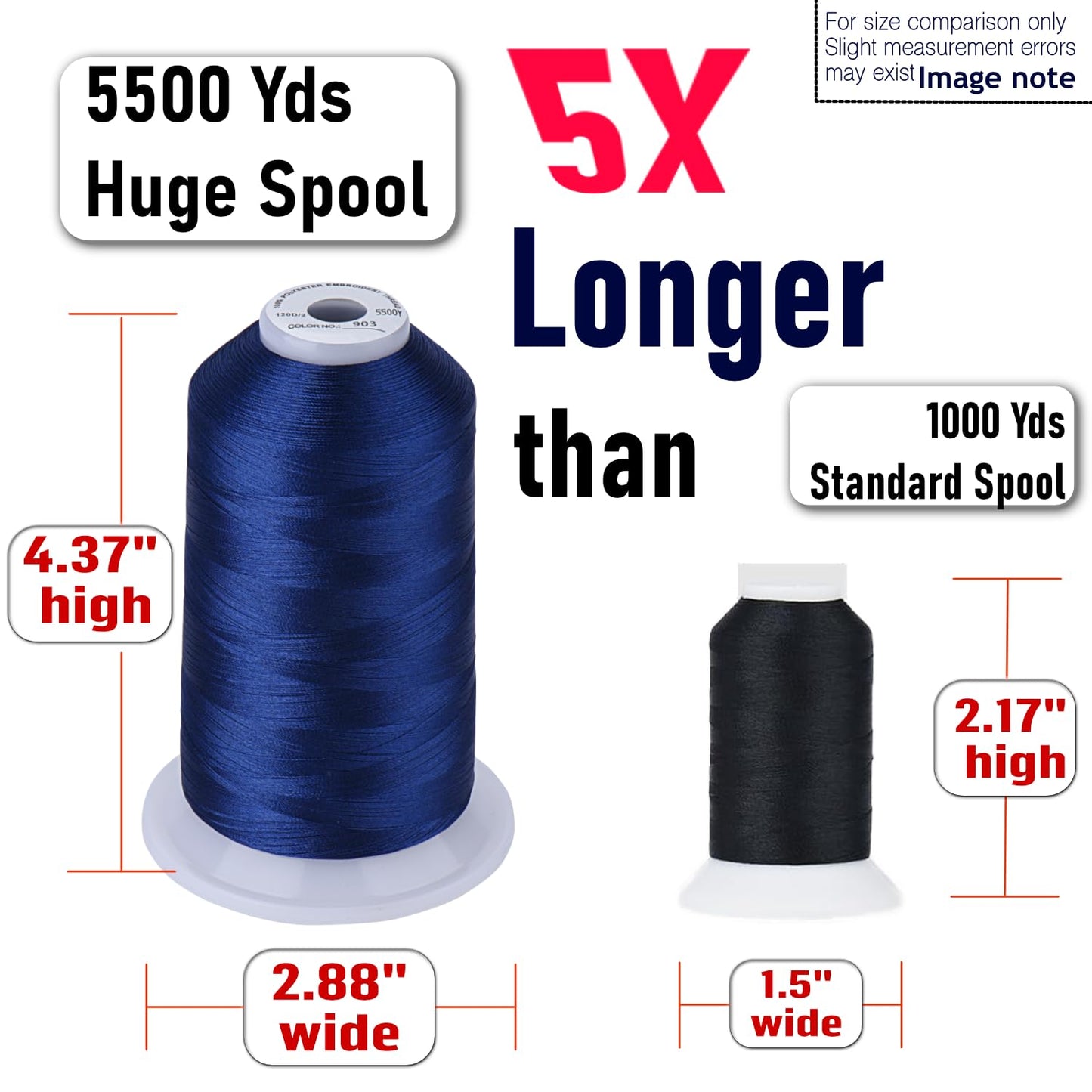 Simthread 5500Yds Embroidery Thread, 5000M High-Yardage 40WT 100% Polyester Thread – 170+ Vivid Colors, High-Speed Rated – Compatible with Brother, Singer, Janome & More - Tangerine 209