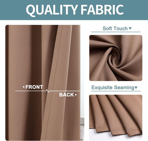 ChrisDowa Small Window Curtains - Grommet Thermal Insulated Room Darkening Panels, 29 x 50 Inch, Cappuccino