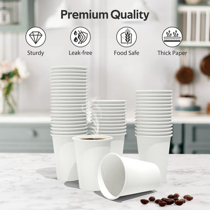 Dealusy 360 Count 12 oz Coffee Cups, Leak-Free Food Safe Paper Cups 12 oz, Disposable 12oz White Paper Cups for Cold and Hot Drinks