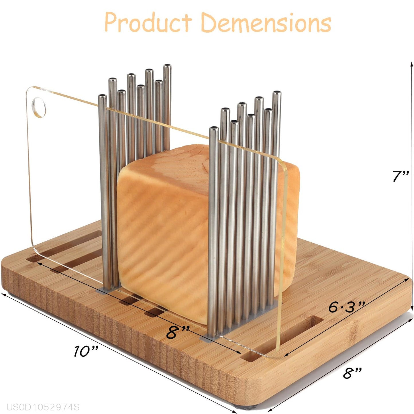 Resbywarm Bamboo Bread Slicer for Homemade Bread,Stainless Steel Slicing Guide for Bread, Adjustable Width, Foldable and Compact Cutting Guide, Bread Slicer for Sourdough Rounds, Bagels, Cake,Toast
