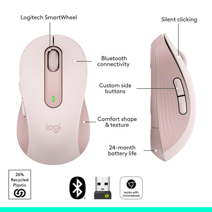 Logitech Wireless Mouse Signature M650 L Full Size - Large Hands, 2-Year Battery, Silent Clicks, Customizable Buttons, Bluetooth, PC/Mac/Chromebook - Black, Right-Handed, Large