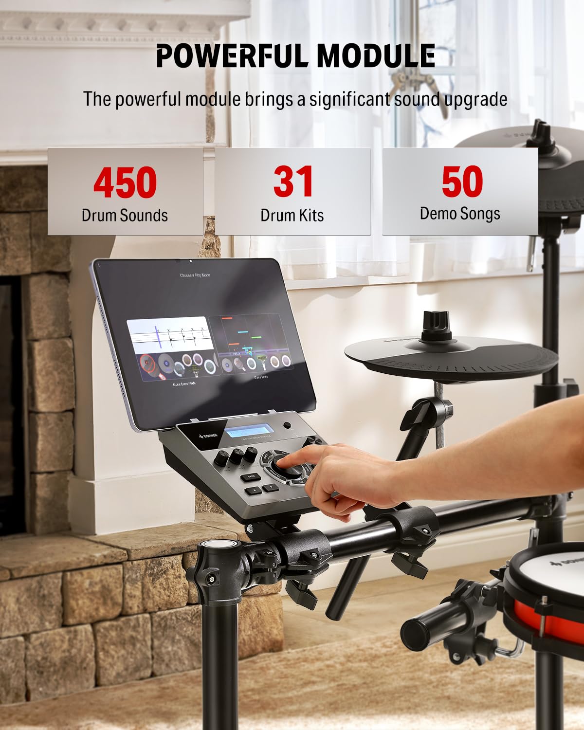 Donner Electronic Drum Set with Bluetooth, Electric Drum Kit with Throne, Headphones, Drumsticks, Melodics Lessons, 450 Sounds E Drum with USB MIDI, 5 Pads and 3 Cymbals Digital Drum, DED-200(2026)
