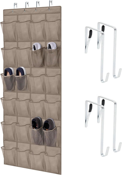 24 Closet Closets, 40 lbs HOME GENIE Over the Door Hanging Shoe Organizer, Breathable Mesh Pockets, Rack Storage