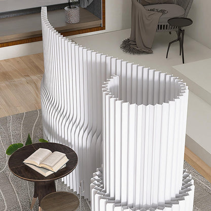 Adjustable Portable Room Divider Screen - Foldable Kraft Paper Partition in White, Multiple, H160xL300cm - Ideal for Privacy and Space Management
