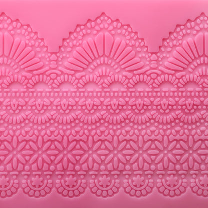 Hedume Set of 4 Sugar Edible Cake Silicone Fondant Impression Lace Mat, 15.5" Large Mold, Flower Pattern Molds Craft Tools for Cake Decorating
