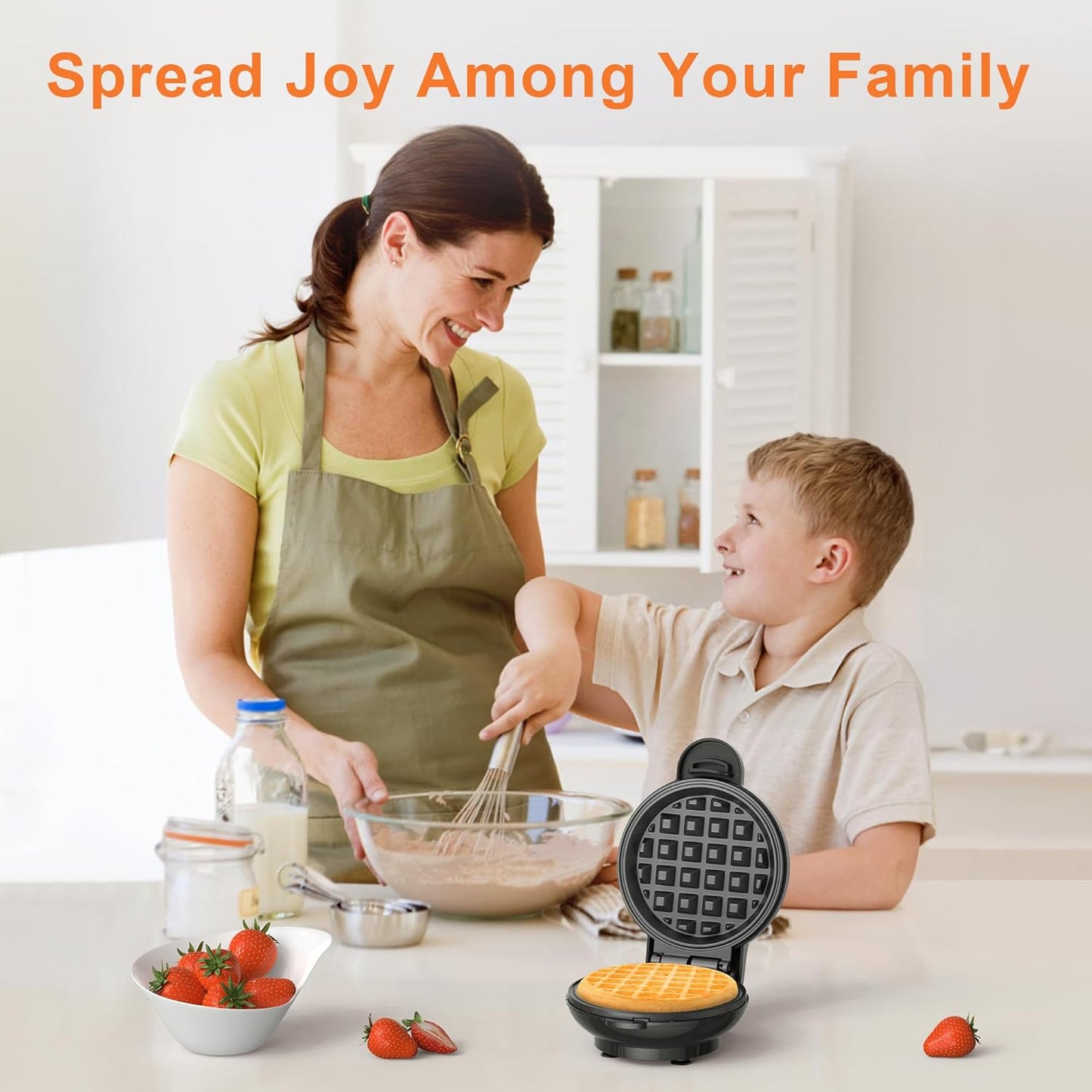 CROWNFUL Mini Waffle Maker, 4" Chaffle Maker with Non-Stick Surface, Easy to Clean, Recipe Guide Included