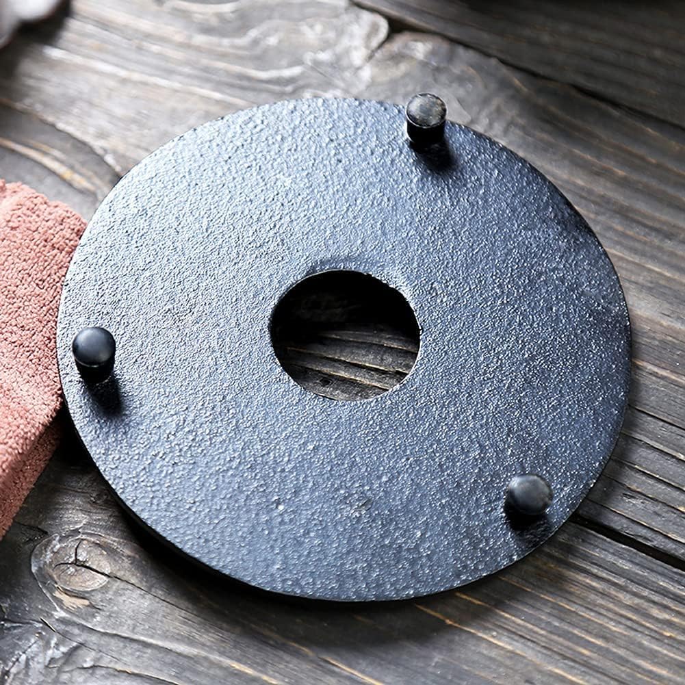 suyika Cast Iron Mat with Rubber Pegs for Japanese Tea Kettle Black Trivet 5.3in