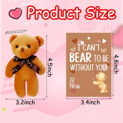 AouEtnay 28 Pack Valentines Day Gifts Cards with Plush Bears Toys, Mini Stuffed Animals with Valentine's Greeting Cards for Kids Classrom School Exchange Prize Party Favors
