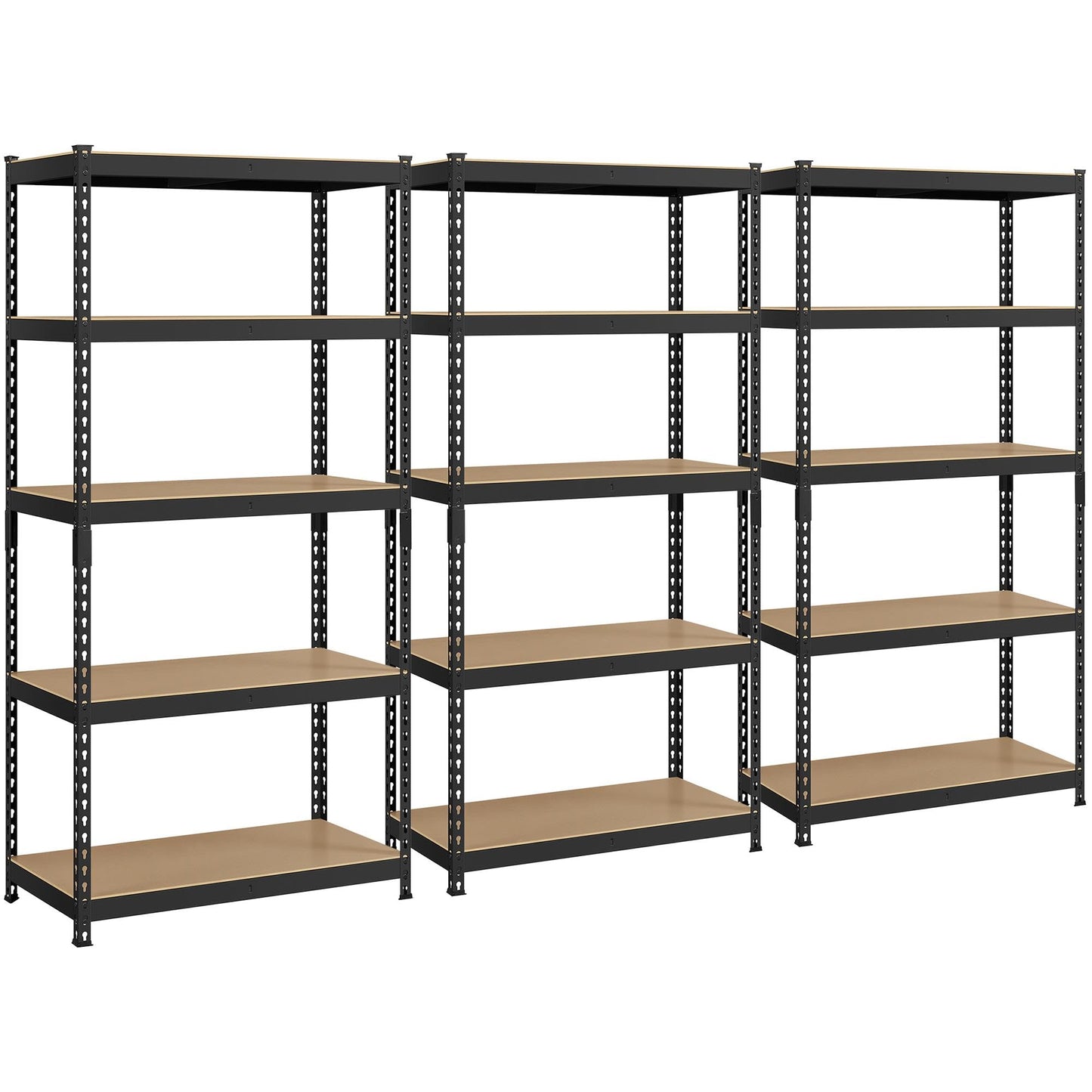 Yaheetech Standing Shelf Units 5 Tier Shelving Unit, 3 Pack Adjustable Garage Shelving Metal Shelving Unit Utility Rack Heavy Duty Industrial Shelving, 35.5″ L × 17.5″ W × 72″ H - Black