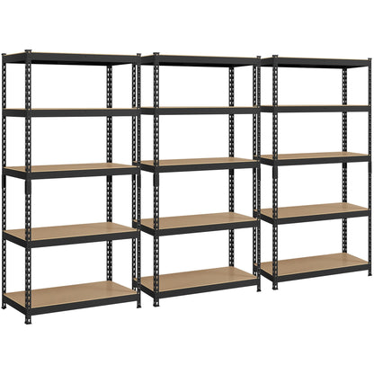 Yaheetech Standing Shelf Units 5 Tier Shelving Unit, 3 Pack Adjustable Garage Shelving Metal Shelving Unit Utility Rack Heavy Duty Industrial Shelving, 35.5″ L × 17.5″ W × 72″ H - Black