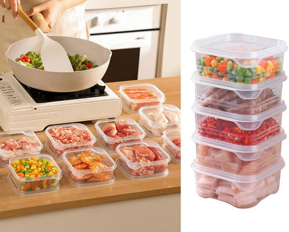 Food Storage Containers with Lids, Clear Plastic Fridge Organizer Bins, 350ml Sealed Reusable Kitchen Storage Boxes,