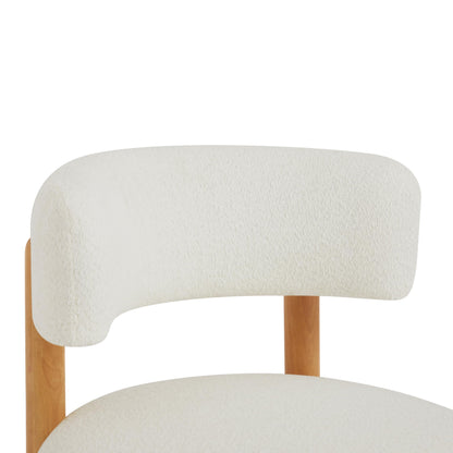 Christopher Knight Home Eloise Modern Accent Chair for Living Room, Boucle Upholstered Single Lounge Sofa Chair with Wooden Frame, Comfy Reading Chair for Bedroom, Light Beige+Natural