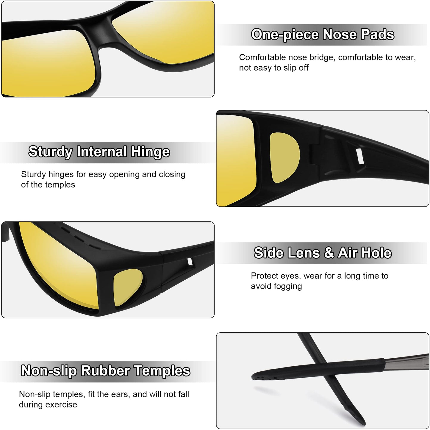 MEETSUN Fit Over Glasses Sunglasses for Men Women,Wrap Around Sunglasses Polarized UV400 Protection Black Frame-Night Vision Lens