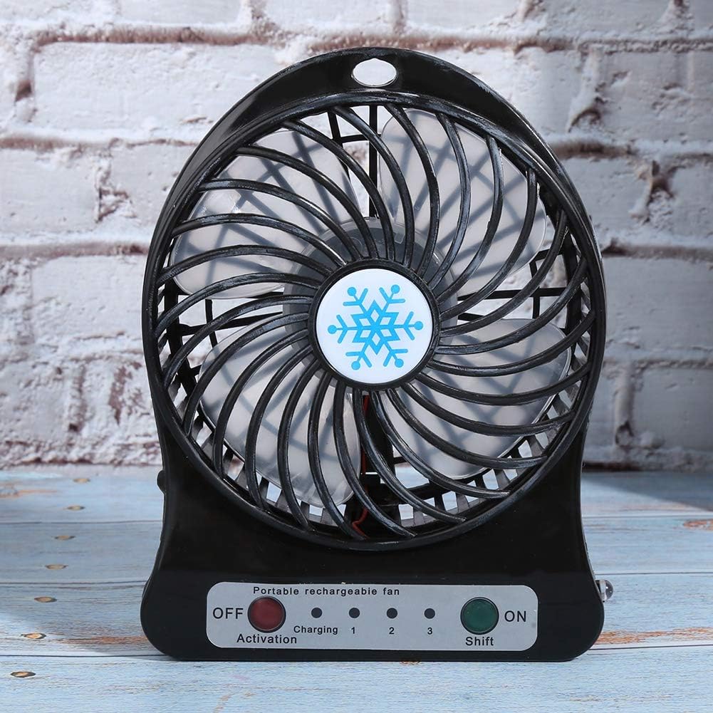 CCYLEZ Mini Table Fan - 3 Speed Adjustable USB Rechargeable Fan for Baby Bed, Car Seats, Summer Gift (Black)
