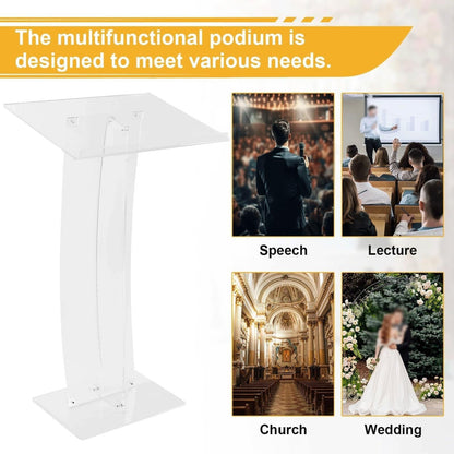 KrrNFYSG Acrylic Podium Stand 43.31 in Pulpit Desk Clear Lectern for Churches Floor-Standing Hostess Stand Portable Reception Podiums Table