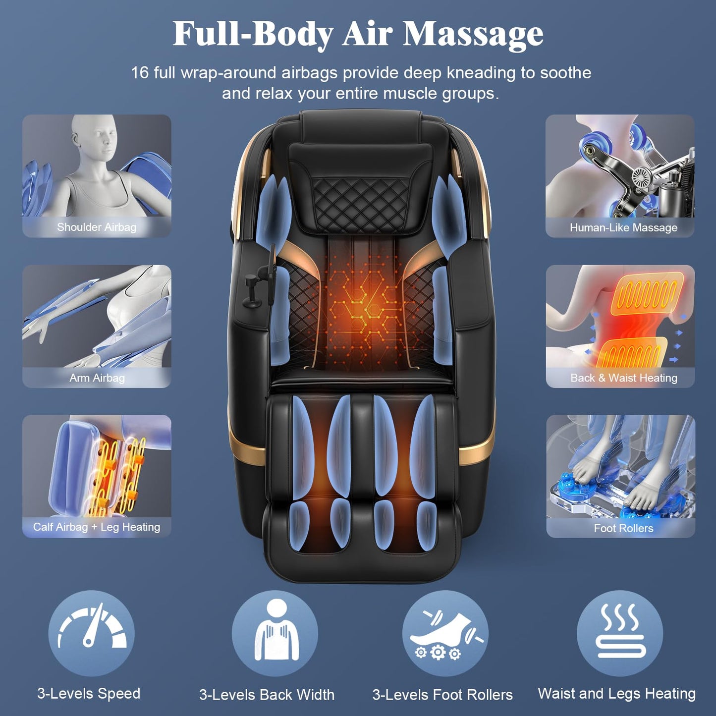 YONISEE 4D Massage Chair Full Body, 2026 Zero Gravity SL-Track Shiatsu Massage Recliner with Body Scan, AI Control, Heating, Airbags, Foot Rollers, Bluetooth Speaker, Led Light for Home and Office