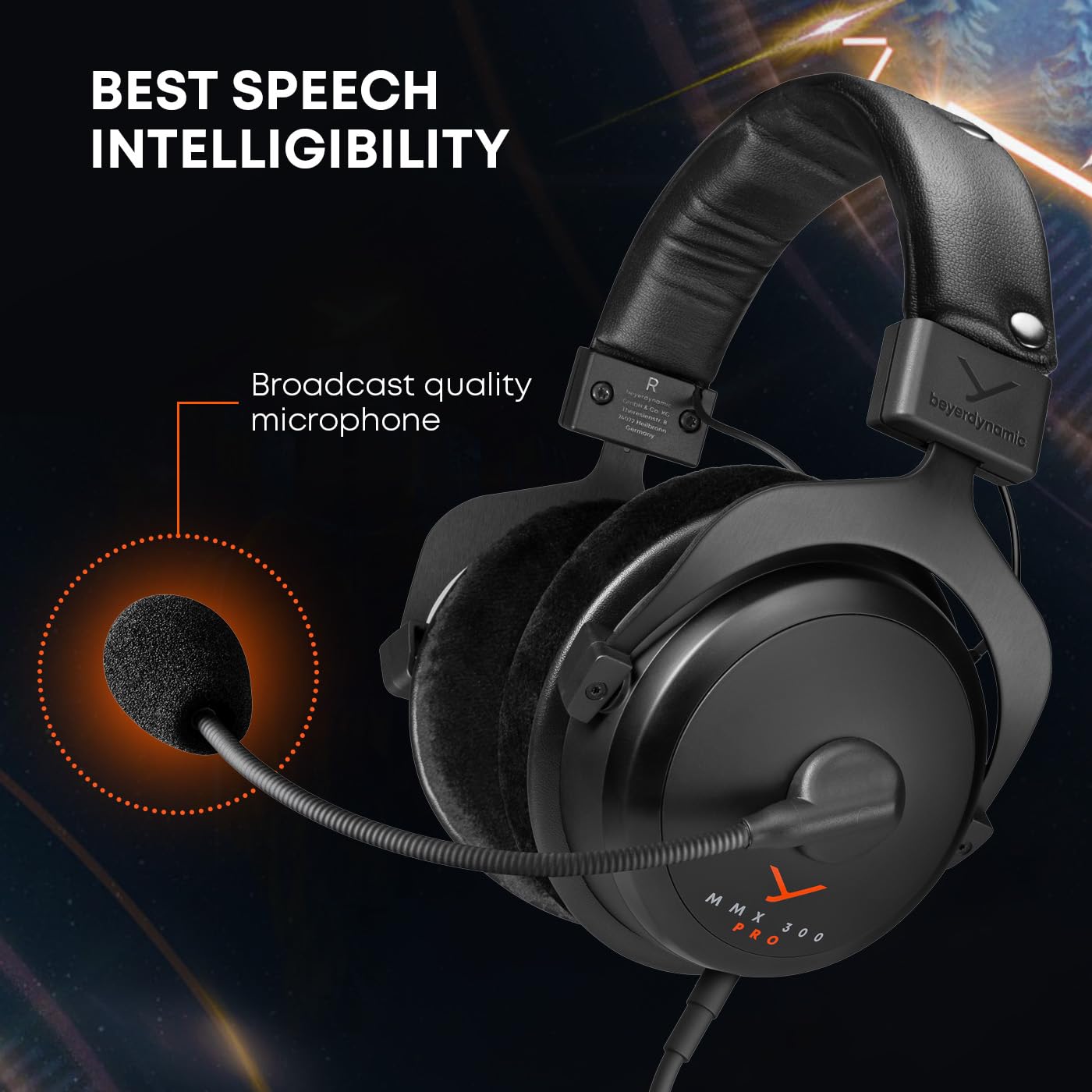 beyerdynamic MMX 300 PRO Closed Gaming Headset with Stellar.45 Driver and Condenser Microphone, Wired Gaming Headset Suitable for PC, Gaming Console, PS, Switch. Handmade in Germany